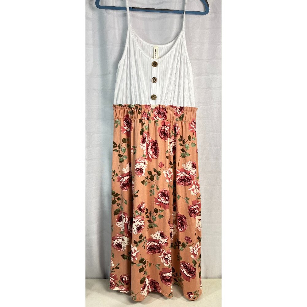 NWT Vanilla Bay White Floral Spaghetti Strap Midi Maxi Dress Size Medium